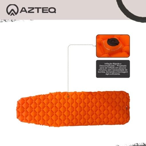 Colchonete Inflável Solteiro Ultralight Dobrável Leve Azteq - Imagem 5
