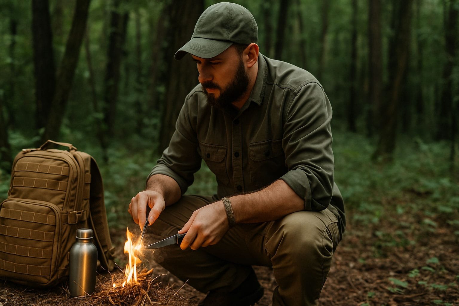 homem praticando bushcraft tecnicas para sobrevivencia