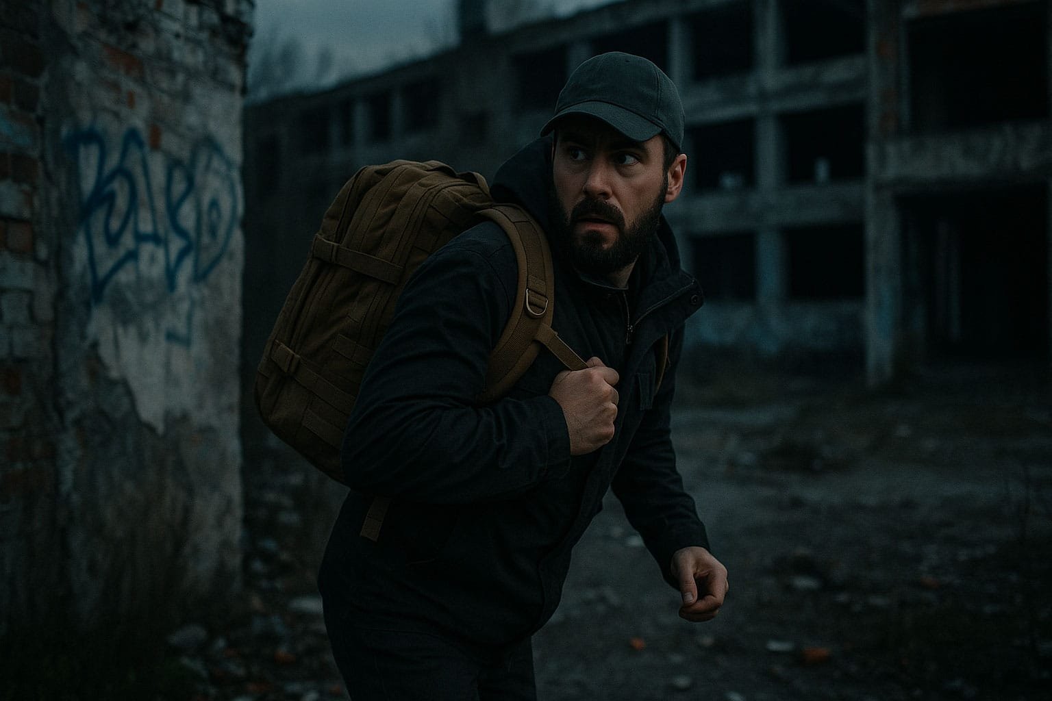 homem sobrevivencialista cenario de crise urbano